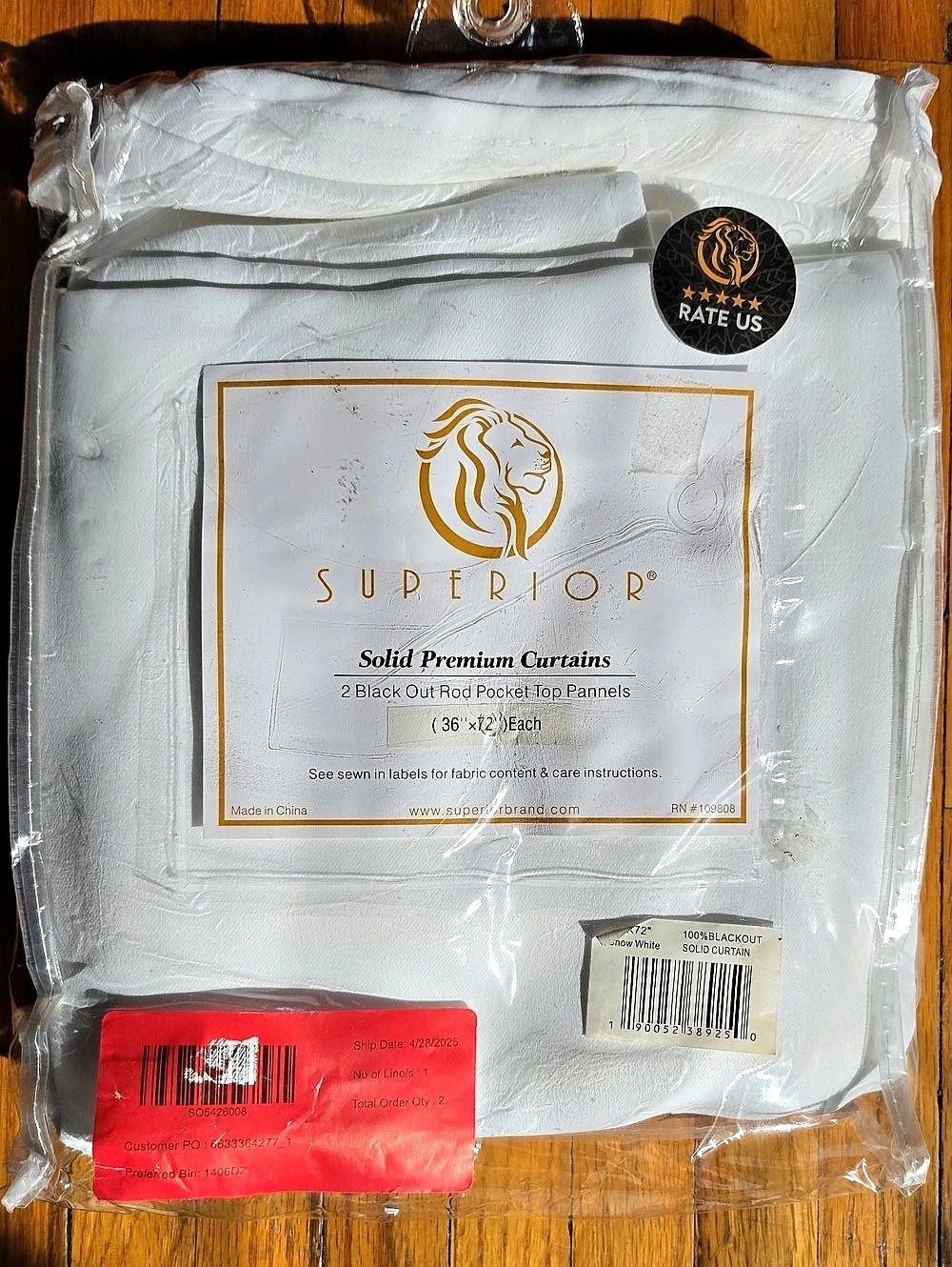 Superior Solid Premium Blackout Rod Pocket Curtains White 36x72 NWT